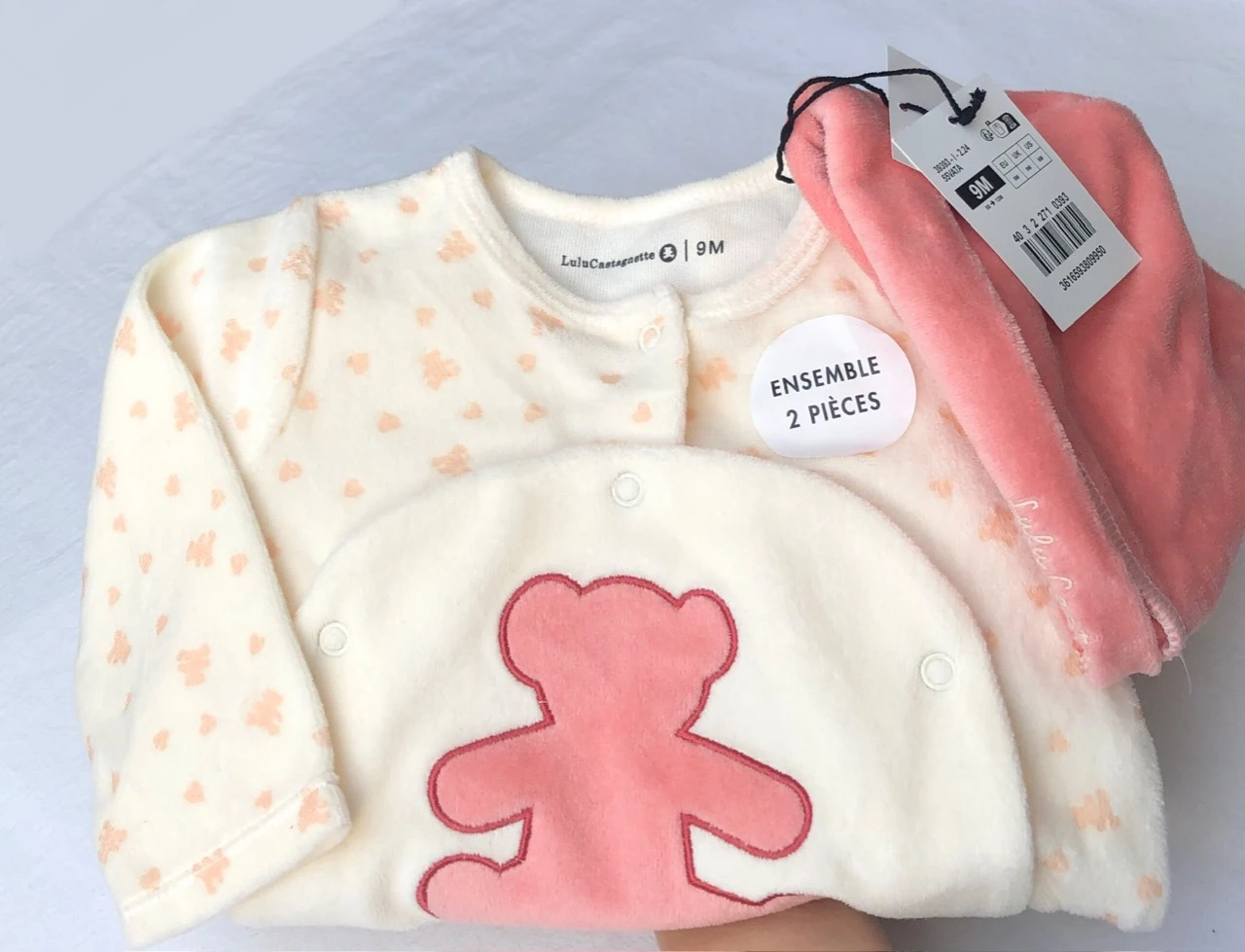 Ensemble pyjama velours + bonnet Lulu Castagnette 9 mois